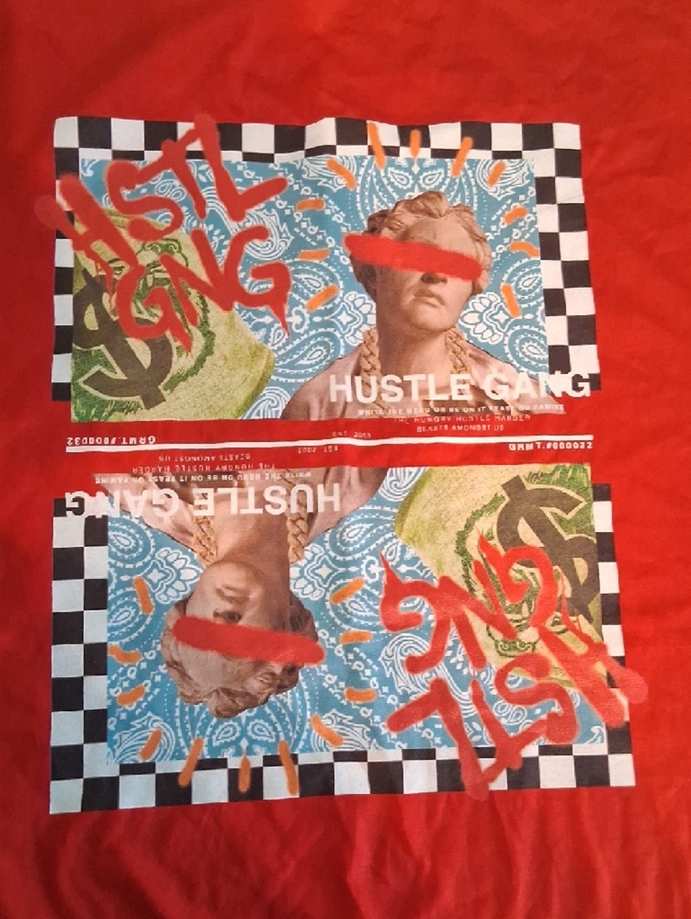 NEW! Hustle Gang Red Graphic Short Sleeve Crewneck Tee 4361